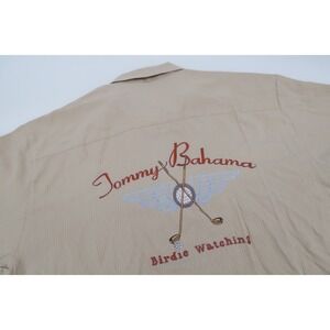 Tommy Bahama Mens XXL Birdie Watching Golf Embroidered Silk Hawaiian Shirt Beige